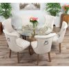 1.2m Reclaimed Teak Flute Root Circular Dining Table with 4 Windsor Ring Back Dining Chairs - 9