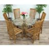 1.2m Reclaimed Teak Flute Root Circular Dining Table with 4 Santos Dining Chairs  - 7
