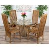 1.2m Reclaimed Teak Flute Root Circular Dining Table with 4 Vikka Armchairs - 1