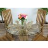 1.2m Reclaimed Teak Flute Root Circular Dining Table with 4 Santos Dining Chairs  - 2