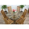 1.2m Reclaimed Teak Flute Root Circular Dining Table with 4 Santos Dining Chairs  - 9