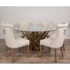 1.5m Reclaimed Teak Root Piece Circular Dining Table with 6 Windsor Ring Back Chairs - 2
