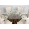 1.5m Reclaimed Teak Root Piece Circular Dining Table with 6 Windsor Ring Back Chairs - 4