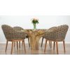 1.2m Reclaimed Teak Flute Root Circular Dining Table with 4 Scandi Armchairs - 6