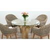 1.2m Reclaimed Teak Flute Root Circular Dining Table with 4 Scandi Armchairs - 5