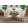 1.2m Reclaimed Teak Flute Root Circular Dining Table with 4 Windsor Ring Back Dining Chairs - 3