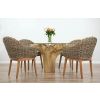 1.2m Reclaimed Teak Flute Root Circular Dining Table with 4 Scandi Armchairs - 2