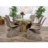 1.2m Reclaimed Teak Flute Root Circular Dining Table with 4 Stackable Zorro Chairs - 7