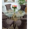 1.2m Reclaimed Teak Flute Root Circular Dining Table with 4 Windsor Ring Back Dining Chairs  - 6