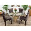 1.2m Reclaimed Teak Flute Root Circular Dining Table with 4 Windsor Ring Back Dining Chairs  - 1