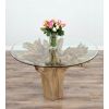 1.2m Reclaimed Teak Flute Root Circular Dining Table with 4 Vikka Armchairs - 9