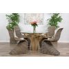 1.2m Reclaimed Teak Flute Root Circular Dining Table with 4 Stackable Zorro Chairs - 2