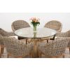 1.2m Reclaimed Teak Flute Root Circular Dining Table with 4 Scandi Armchairs - 12