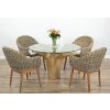 1.2m Reclaimed Teak Flute Root Circular Dining Table with 4 Scandi Armchairs - 0