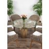 1.2m Reclaimed Teak Flute Root Circular Dining Table with 4 Scandi Armchairs - 13