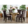 1.2m Reclaimed Teak Flute Root Circular Dining Table with 4 Windsor Ring Back Dining Chairs  - 9