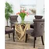 1.2m Java Root Circular Dining Table with 4 Velveteen Ring Back Dining Chairs  - 3