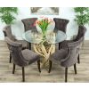 1.2m Java Root Circular Dining Table with 4 Velveteen Ring Back Dining Chairs  - 6