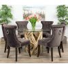 1.2m Java Root Circular Dining Table with 4 Velveteen Ring Back Dining Chairs  - 4