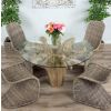 1.2m Reclaimed Teak Flute Root Circular Dining Table with 4 Stackable Zorro Chairs - 0