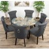 1.2m Reclaimed Teak Flute Root Circular Dining Table with 4 Windsor Ring Back Dining Chairs - 9