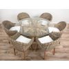 1.5m Reclaimed Teak Flute Root Circular Dining Table with 6 Scandi Armchairs  - 0