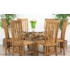 1.2m Reclaimed Teak Flute Root Circular Dining Table with 4 Santos Dining Chairs  - 6