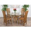 1.2m Reclaimed Teak Flute Root Circular Dining Table with 4 Santos Dining Chairs  - 3