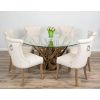 1.5m Reclaimed Teak Root Piece Circular Dining Table with 6 Windsor Ring Back Chairs - 5