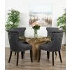 1.2m Reclaimed Teak Flute Root Circular Dining Table with 4 Windsor Ring Back Dining Chairs - 0
