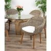 1.2m Reclaimed Teak Flute Root Circular Dining Table with 4 Scandi Armchairs - 8