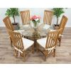 1.2m Reclaimed Teak Flute Root Circular Dining Table with 4 Santos Dining Chairs  - 10
