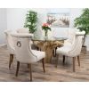 1.2m Reclaimed Teak Flute Root Circular Dining Table with 4 Windsor Ring Back Dining Chairs - 13