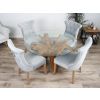 1.2m Reclaimed Teak Root Circular Dining Table with 4 Windsor Ring Back Dining Chairs - 0