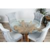 1.2m Reclaimed Teak Root Circular Dining Table with 4 Windsor Ring Back Dining Chairs - 3