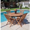 1.2m Teak Circular Folding Table with 2 Classic Folding Chairs & 2 Armchairs - 0