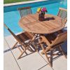 1.2m Teak Circular Folding Table with 2 Classic Folding Chairs & 2 Armchairs - 1