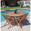1.2m Teak Circular Folding Table with 4 Classic Folding Chairs / Armchairs - 3