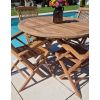1.2m Teak Circular Folding Table with 4 Classic Folding Chairs / Armchairs - 4