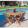 1.2m Teak Circular Folding Table with 4 Classic Folding Chairs / Armchairs - 0