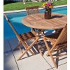 1.2m Teak Circular Folding Table with 4 Classic Folding Chairs / Armchairs - 1