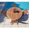 1.2m Teak Circular Folding Table with 4 Classic Folding Chairs / Armchairs - 2