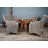 1.2m Reclaimed Teak Root Circular Dining Table with 4 Donna Armchairs - 9