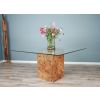 1.4m Reclaimed Teak Root Square Block Dining Table with 6 Latifa Chairs - 7