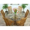 1.5m Reclaimed Teak Flute Root Circular Dining Table with 6 Santos Chairs - 0