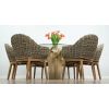 1.5m Reclaimed Teak Flute Root Circular Dining Table with 6 Scandi Armchairs  - 4