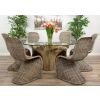 1.5m Reclaimed Teak Flute Root Circular Dining Table with 6 Stackable Zorro Chairs - 0