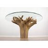 1.5m Reclaimed Teak Flute Root Circular Dining Table with 6 Donna Armchairs - 7