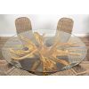 1.5m Reclaimed Teak Root Circular Dining Table with 6 Stackable Zorro Chairs  - 0