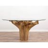 1.5m Reclaimed Teak Flute Root Circular Dining Table with 6 Santos Chairs - 6